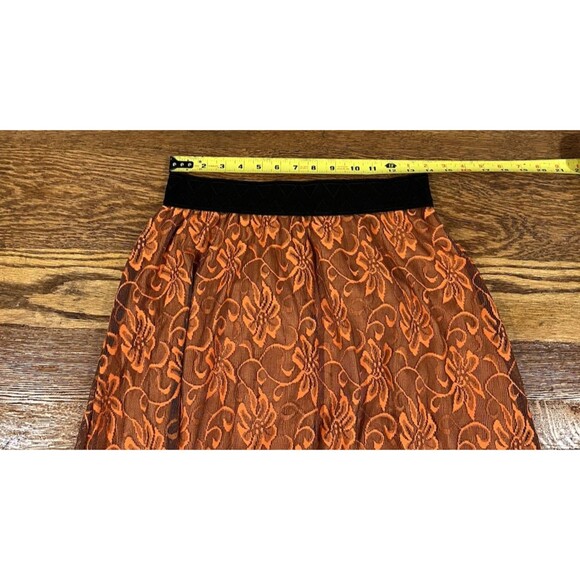 Lularoe Women’s Small Lucy Long Maxi Skirt Floral Lace Orange Fall Full Length - Picture 5 of 9